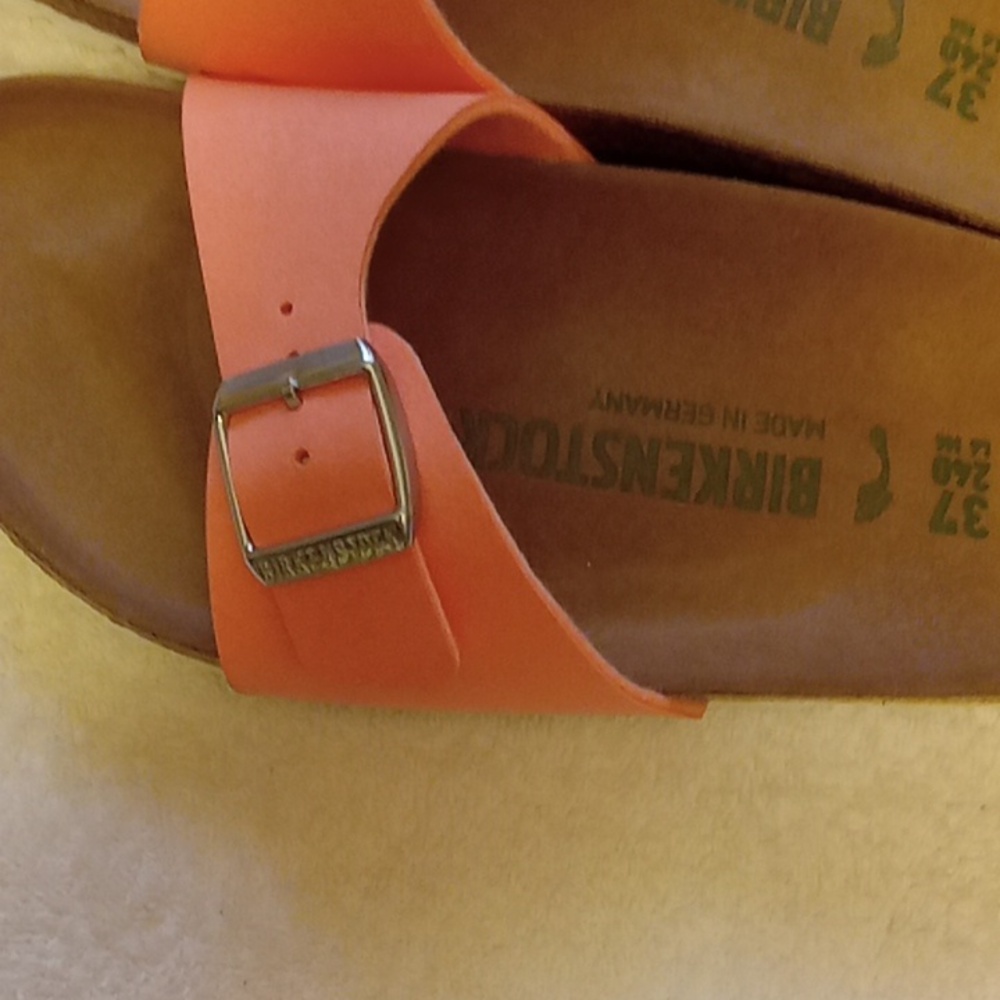 Birkenstock Size 6 (37) Coral Madrid Vegan Sandals /blushed Flamigo Birko-flo - Picture 2 of 9